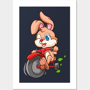 Cute Funny Biker Rabbit Posters and Art